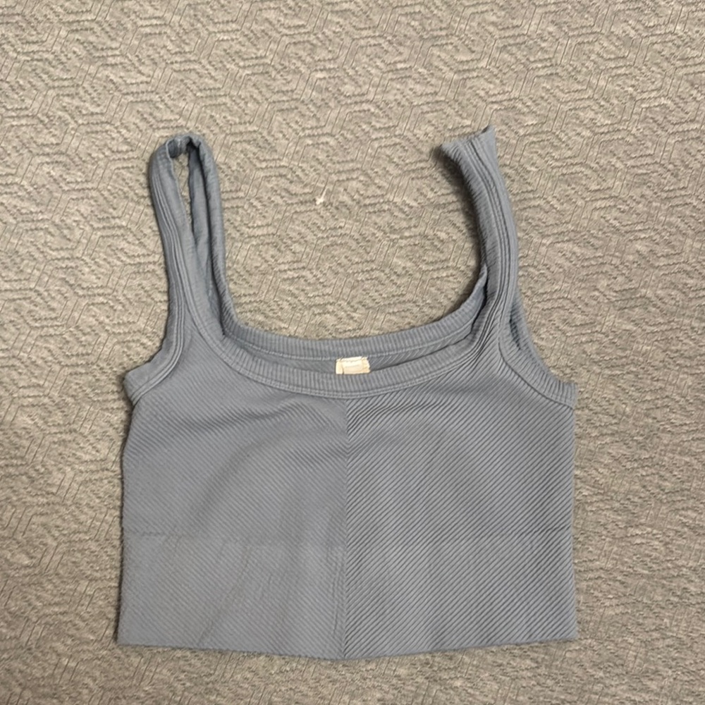 Blue Ribbed Tank Top